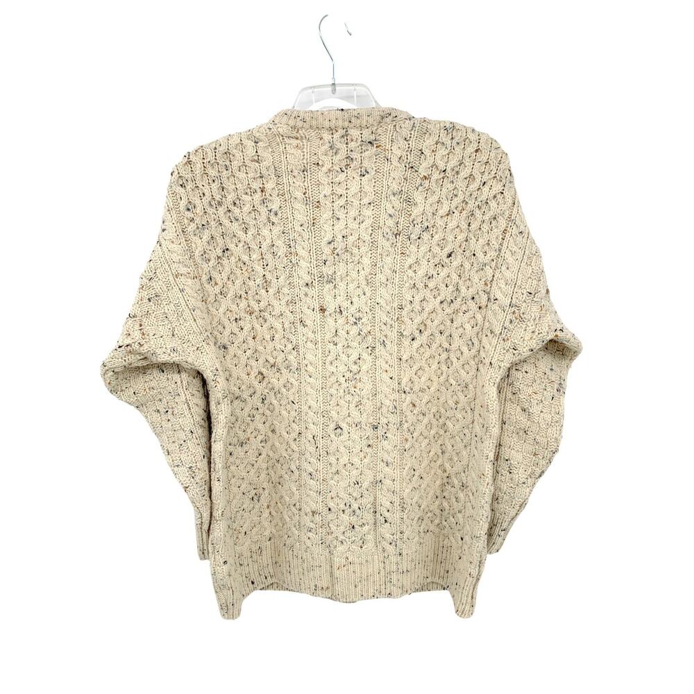 Vintage Inis Crafts Fisherman Cardigan Sweater 100% Wool Womens M - Picture 2 of 9